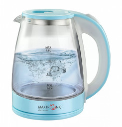 Чайник электрический стекло 1,8 л 1800 Вт бело-голубой MAX-206