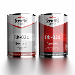 Грунтовка ГФ-021 KRAFFA 0,9кг сверхпрочная серая