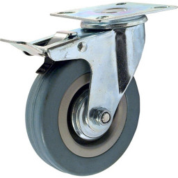 Колесная опора 100 мм аппаратная площадка, поворотная, тормоз, подшипник скольжения