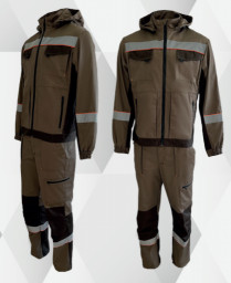 Костюм летний БЕРГЕН куртка, брюки цв. бежевый, т. коричневый Эталон