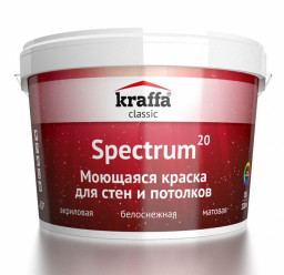 Краска Kraffa Спектр -20 2,25л/3 кг моющаяся для стен и потолков
