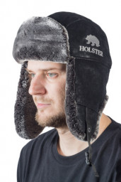 Шапка ушанка зимняя Авиатор, кож. зам черныйй Хольстер