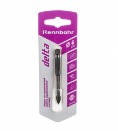 Сверло по стеклу и керамике Ø 6.0х75.0 мм ш/хв Rennbohr Delta блистер
